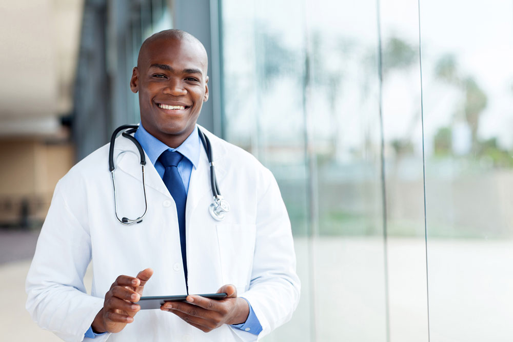 Doctor with white coat and stethoscope