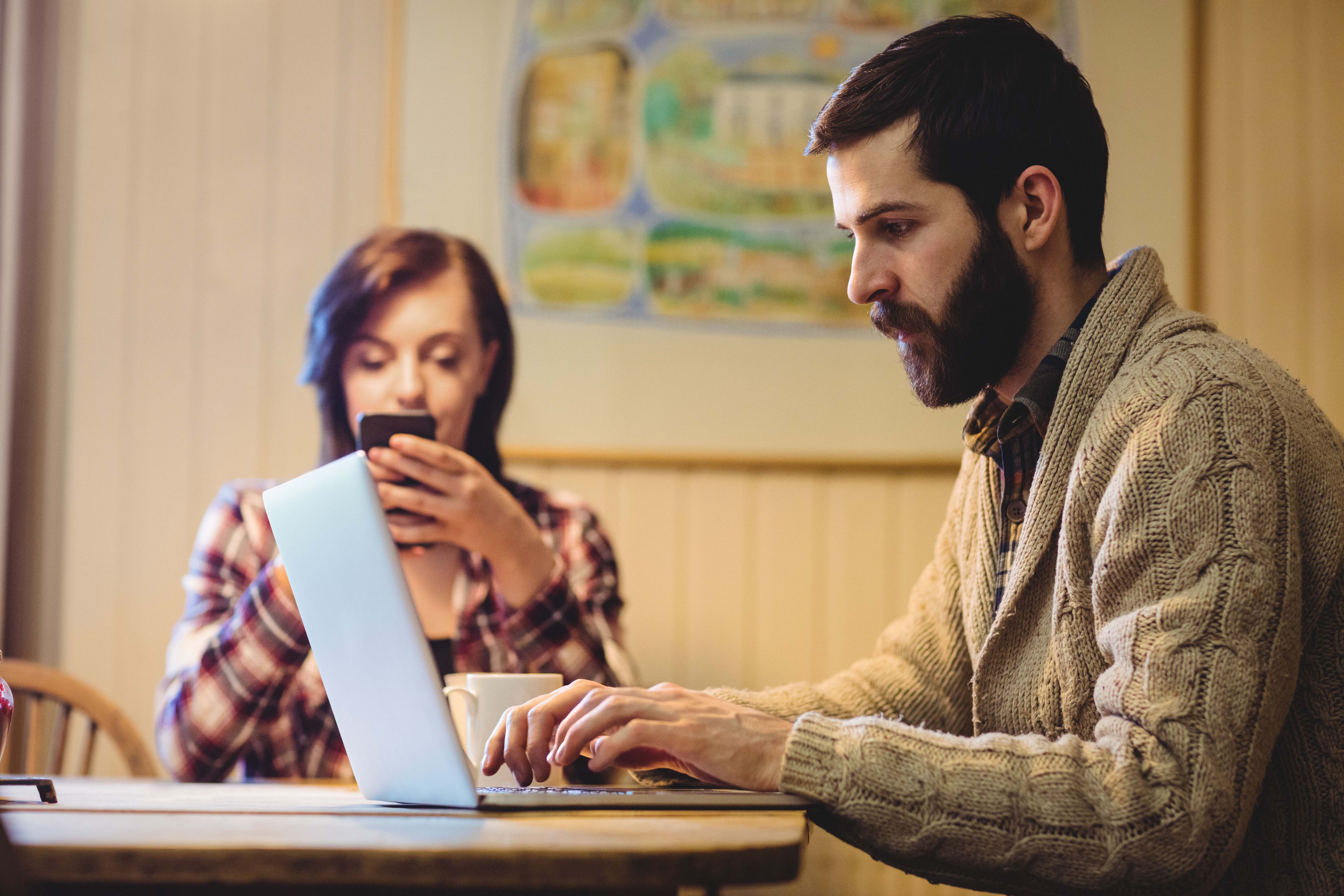 man looks for answers online