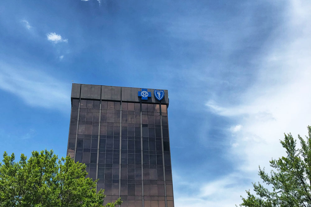 BlueCross building with blue sky 