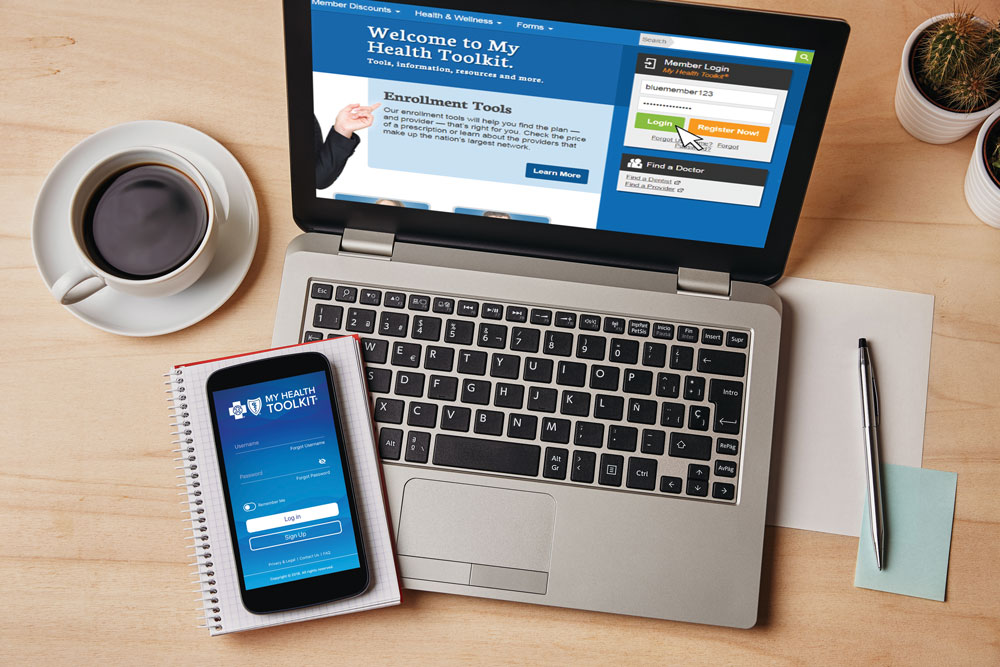 computer and phone with my health toolkit open